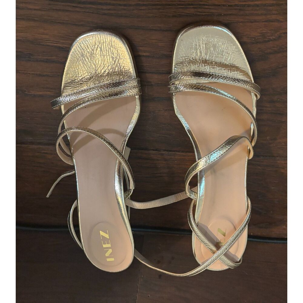 Inez Sofia Leather Strappy Sandal Heels